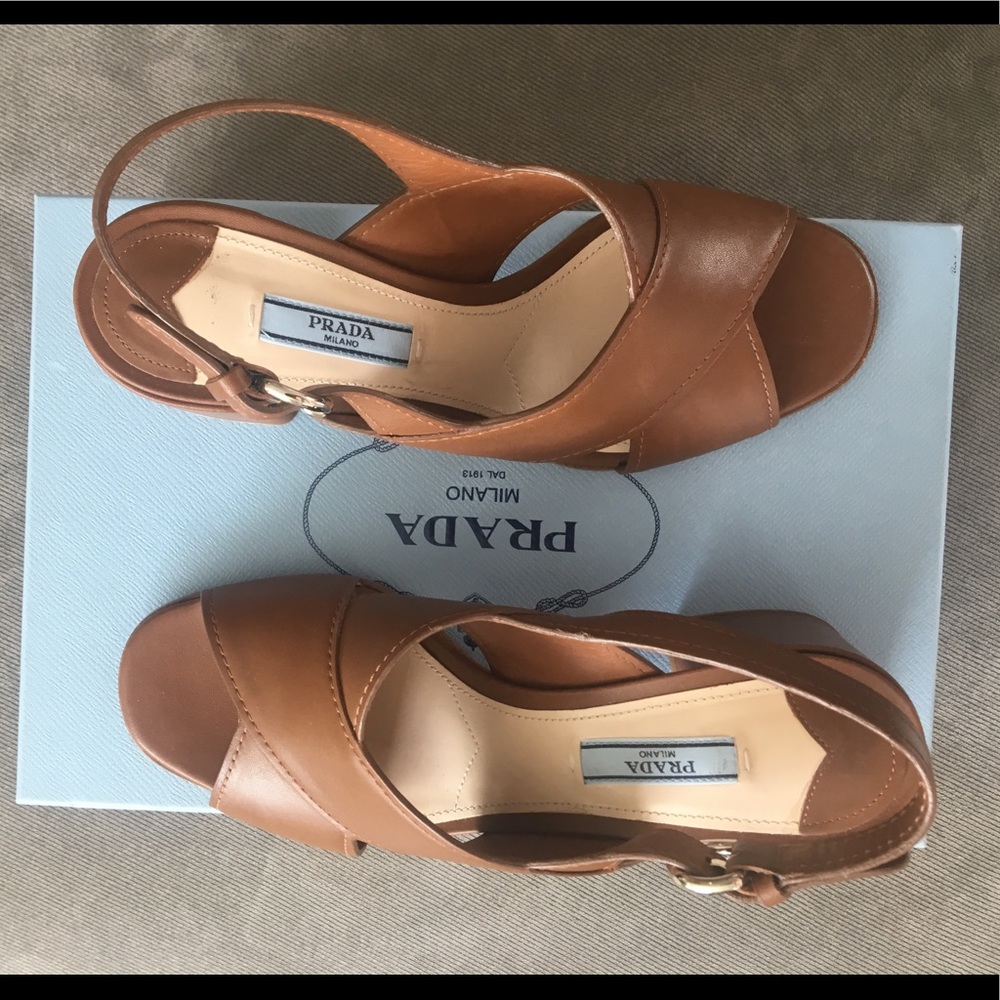 Prada brown leather sandals